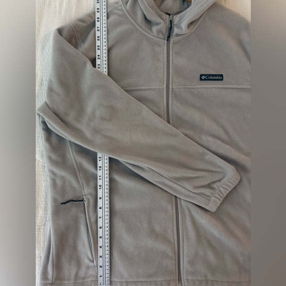 Columbia Full Zip Fleece Hoodie Men’s XXL Beige Tan Jacket Outdoor Hiking Casual - Picture 9 of 10